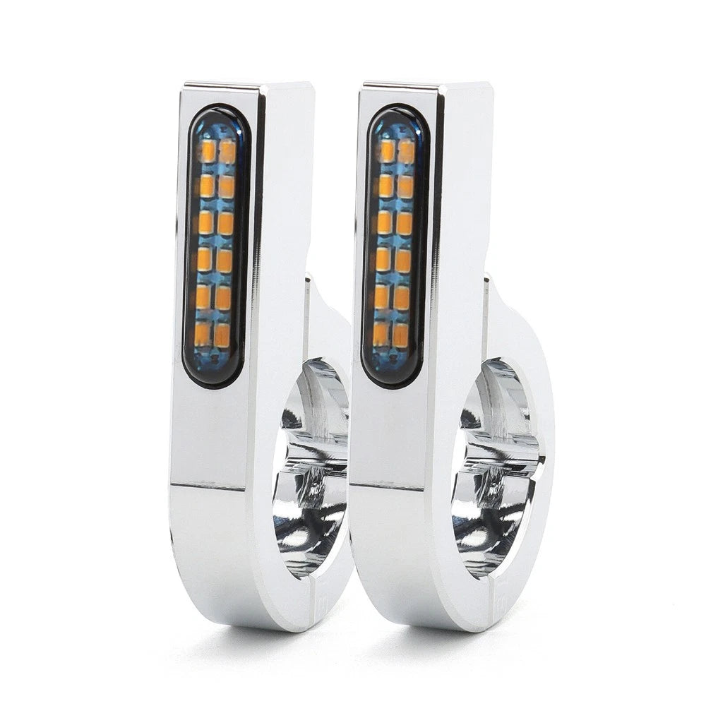 2X LED Motorcycle Turn Signal Lights for Front Fork (47-50mm)