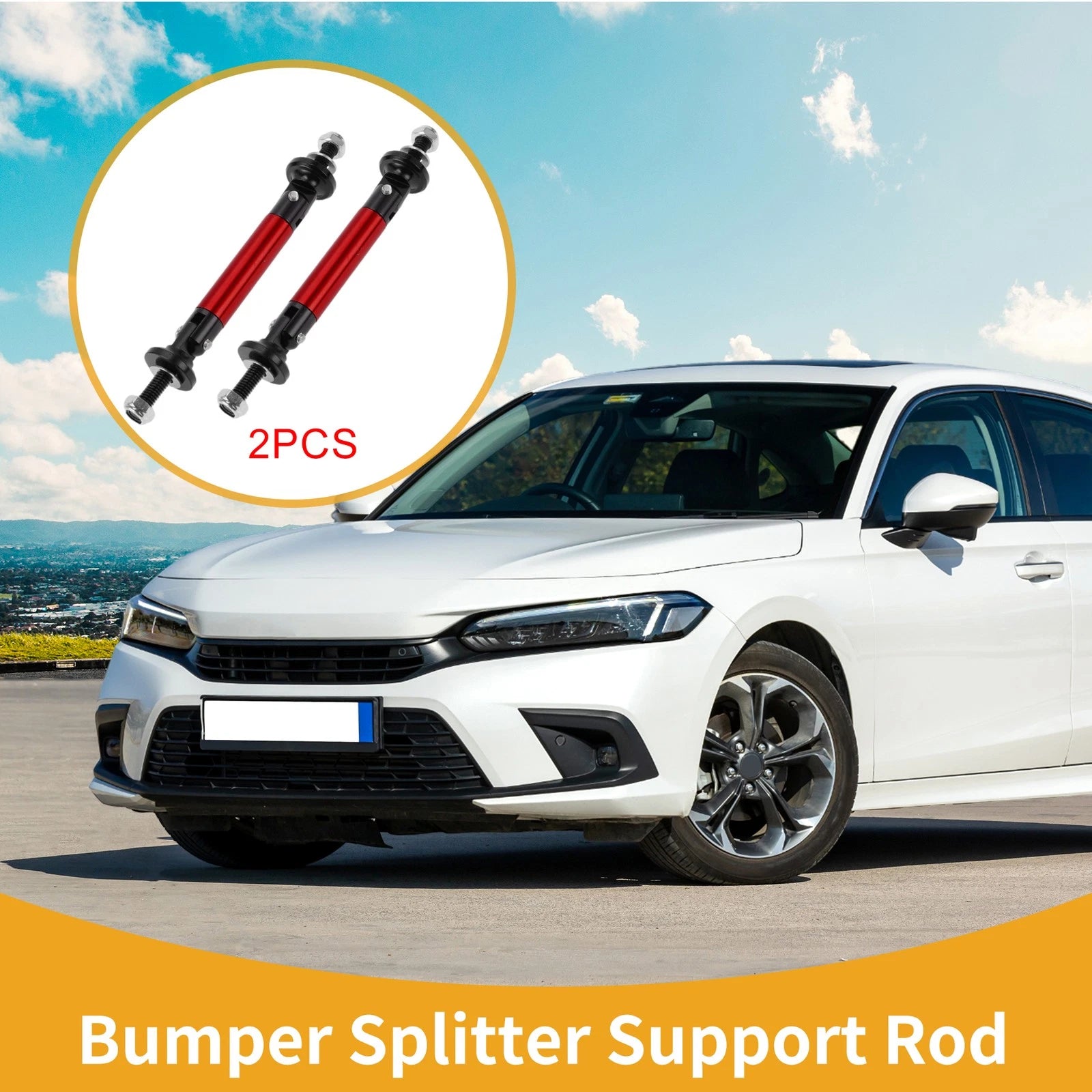 2X Adjustable Front Bumper Lip Splitter Strut Support Bars for Universal