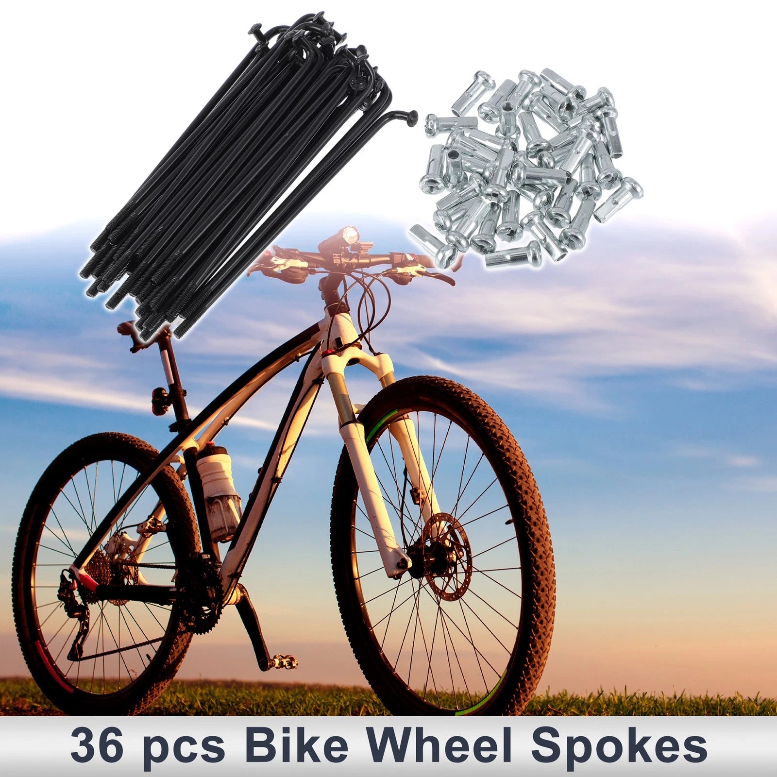 Bicycle Spokes Nipple Replacement 13G 85mm Steel Black for Universal