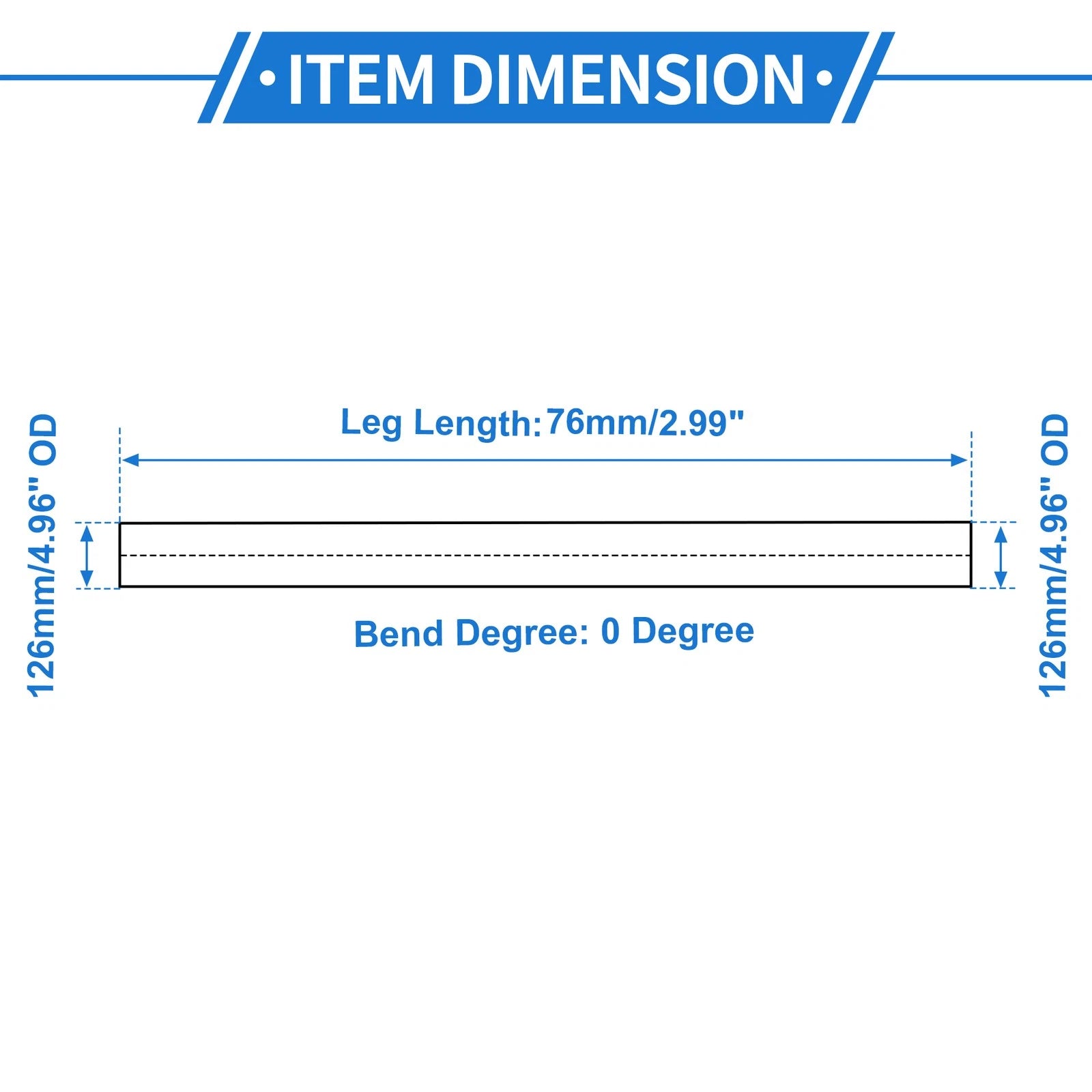 Intercooler Pipe 3" L 0° for - 4.96" OD, Silver Tone