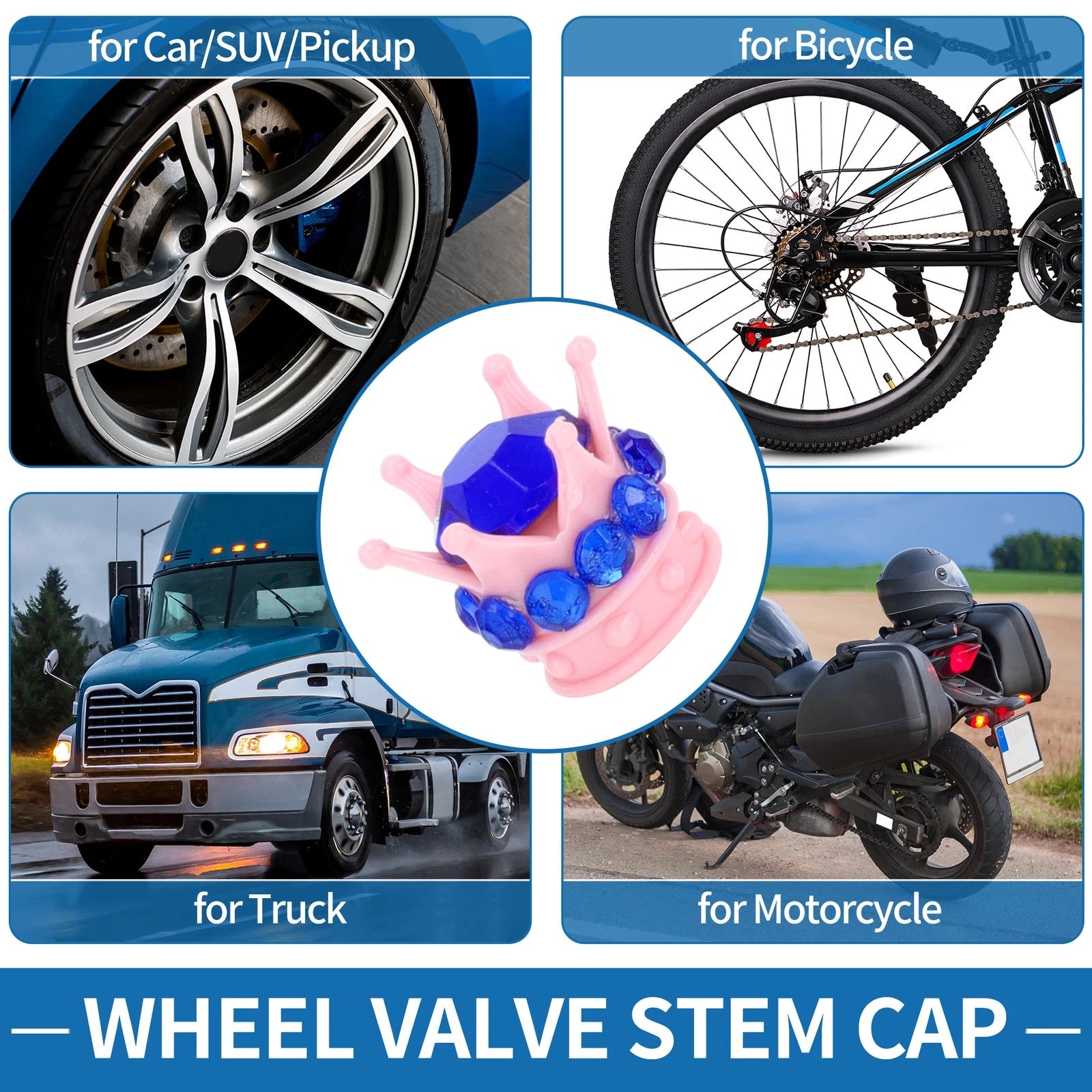 Tire Valve Stem Caps Replacement Set for Car SUV Bike RV (4 Pieces)