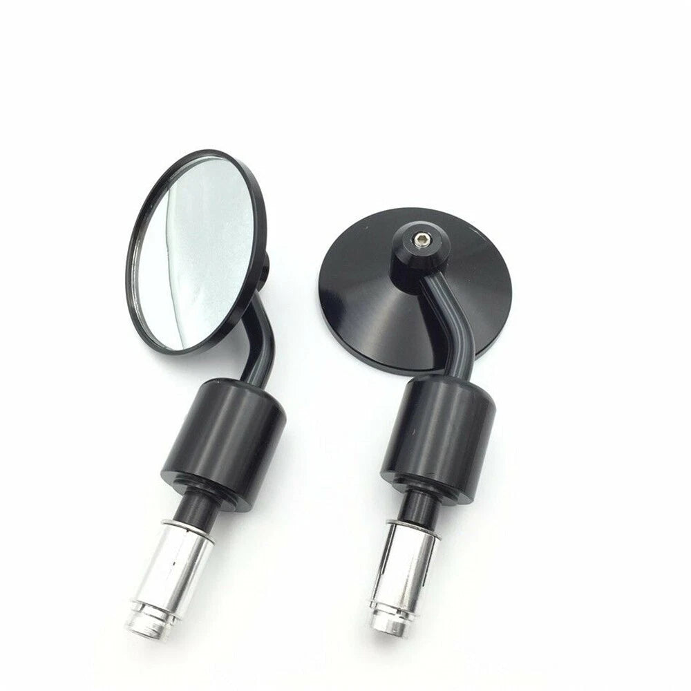 CNC Black Round Bar End Mirrors for 1" 25mm Handlebars