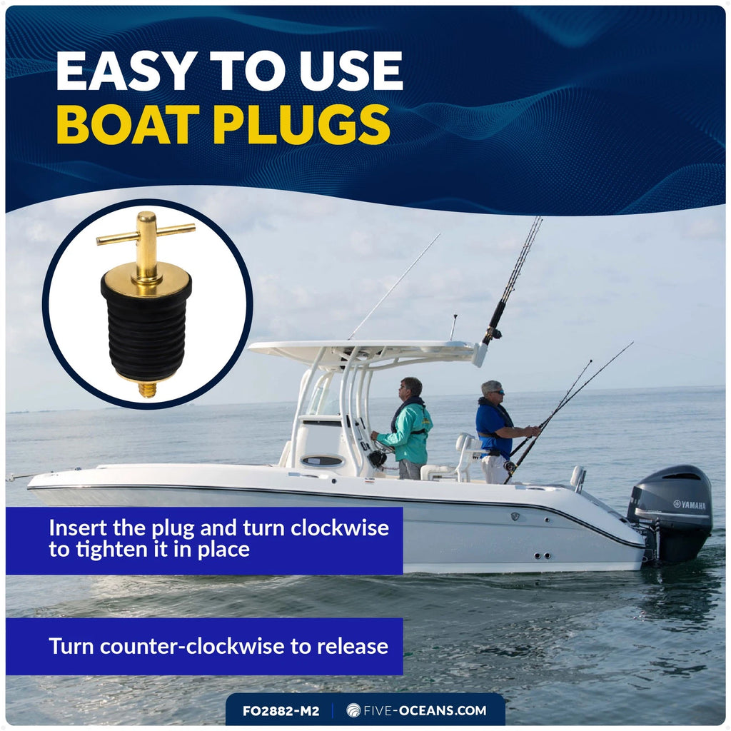 2X T-Handle Drain Plugs 1-Inch for Five Oceans FO2882-M2