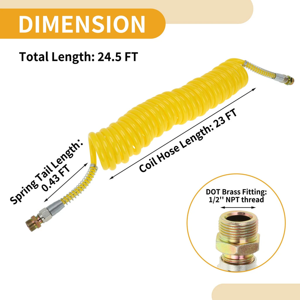 Air Brake Hose for Coiled Short Tail Line (24.5FT)
