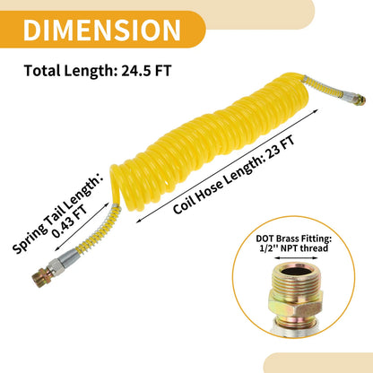 Air Brake Hose for Coiled Short Tail Line (24.5FT)