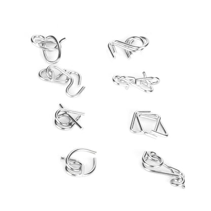 8PCS Metal Puzzle Wire IQ Mind Brain Teaser Toy for Kids