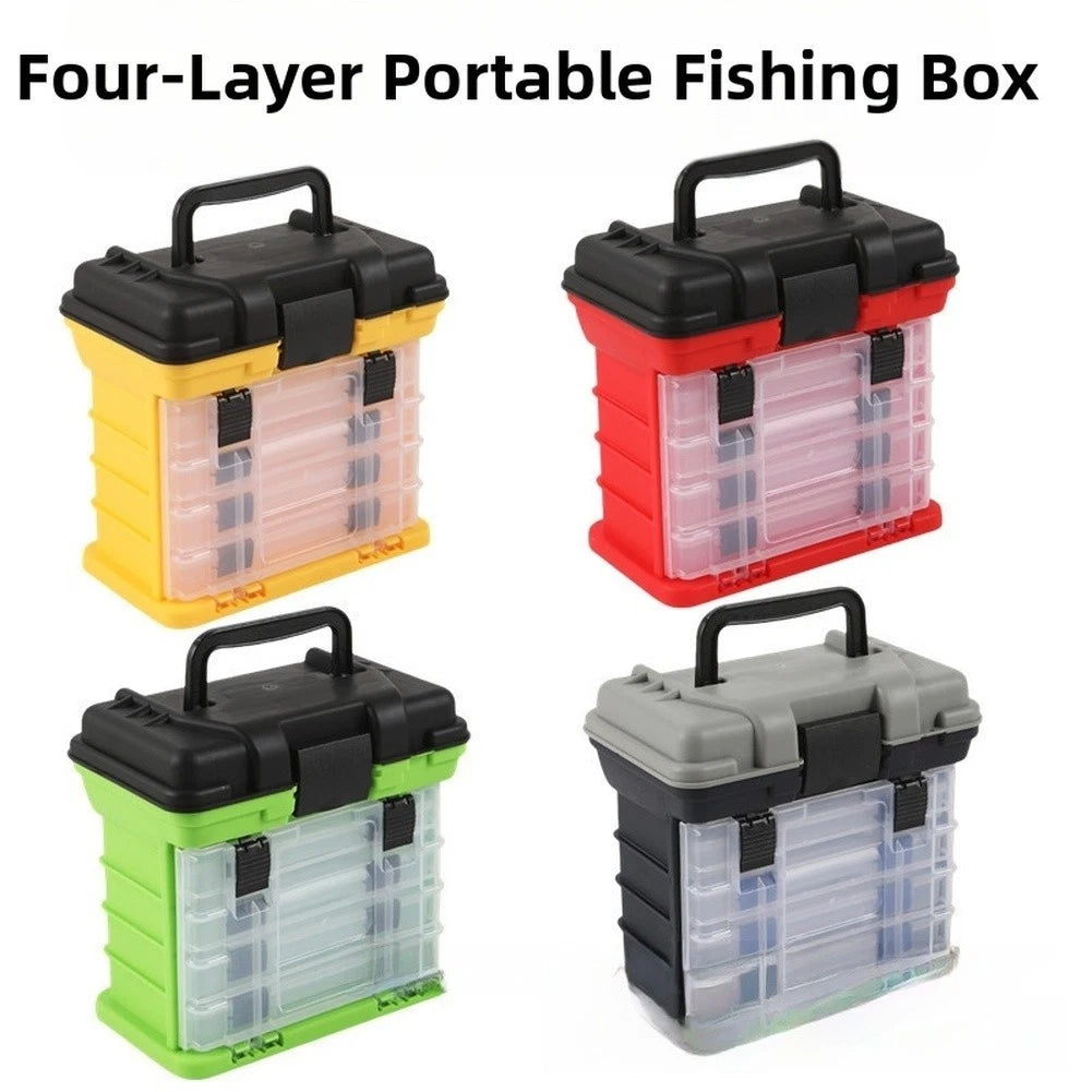 Fishing Tackle Box for Fishing Gear (Four Layer Design, Adjustable Trays)