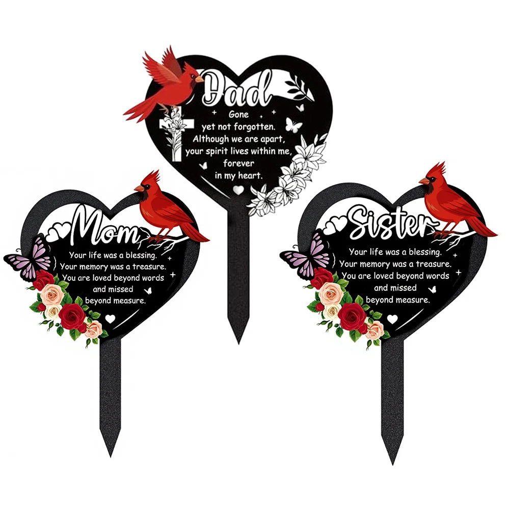 Heart Memorial Plaque for Father (Outdoor Use, Waterproof Metal)