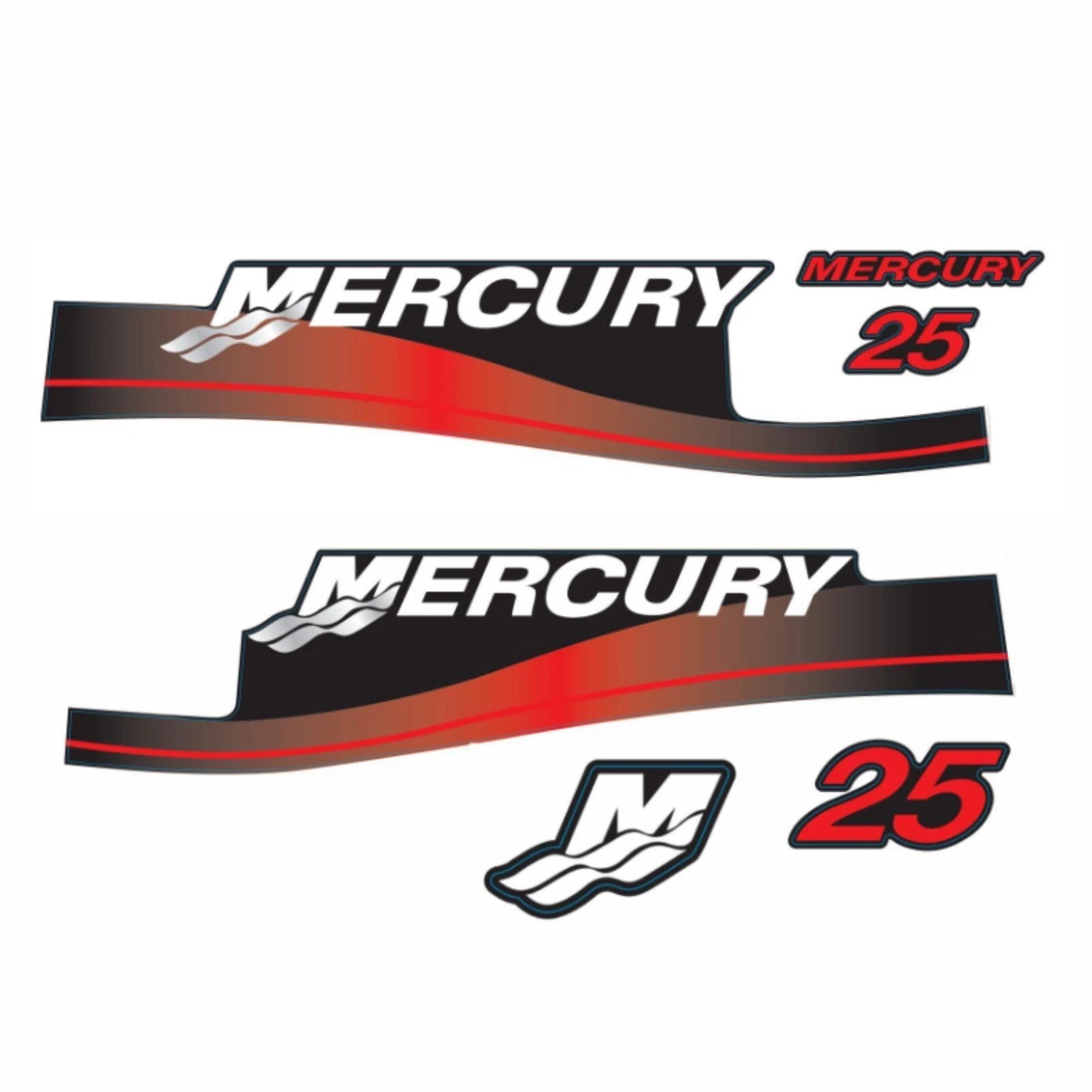 Set of 2 Marine Outboard Decals for Mercury 25 HP (808499A00)
