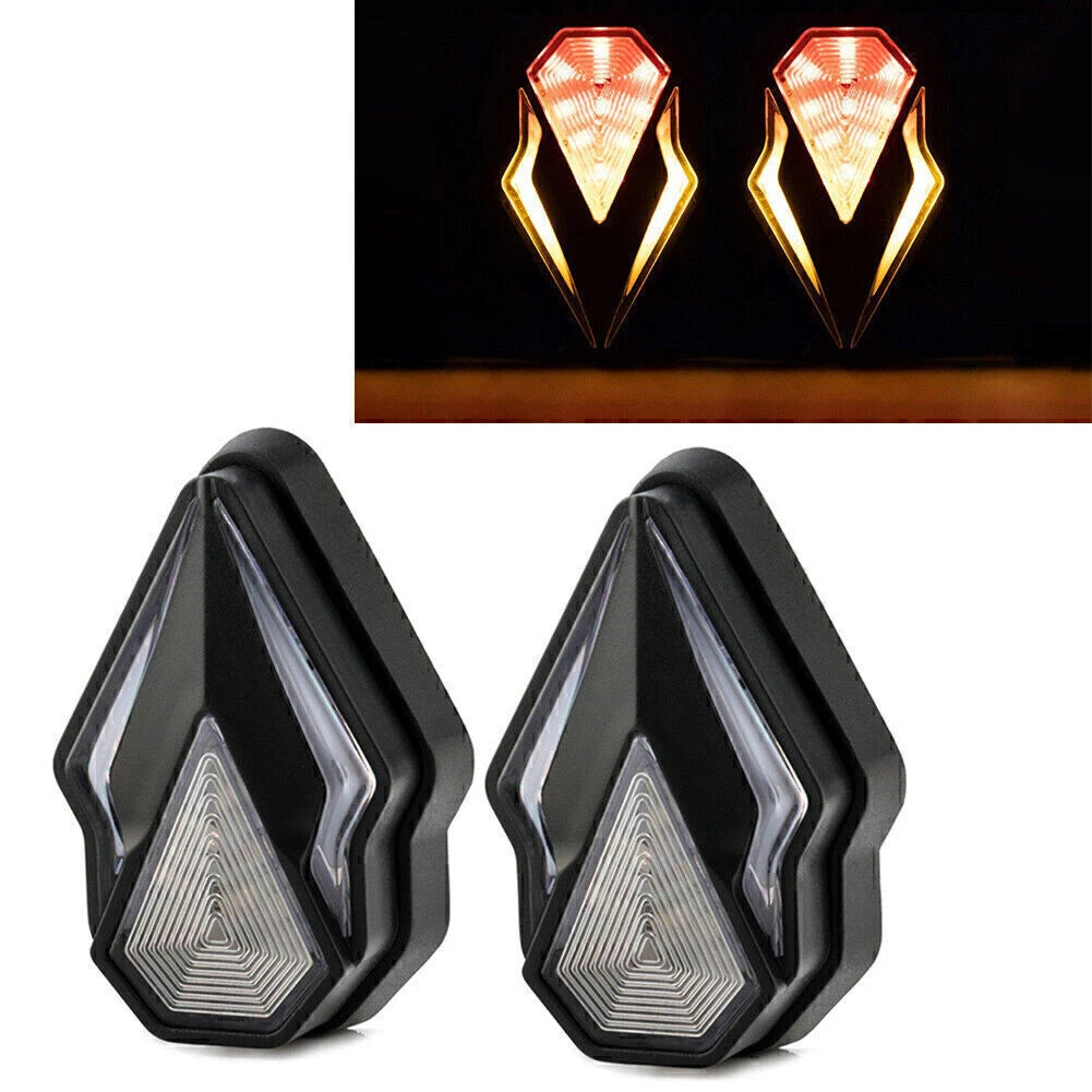 2x Motorcycle Flush Mount LED Turn Signal Indicators Amber Red Light Flowing DRL