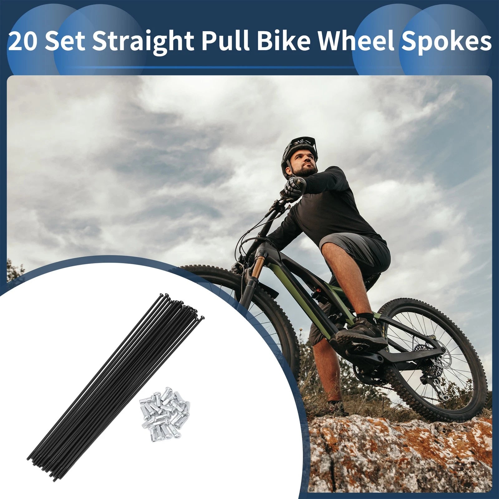 Bicycle Spokes Front Replacement Set 14G Straight Pull 181mm for Universal (All Years)