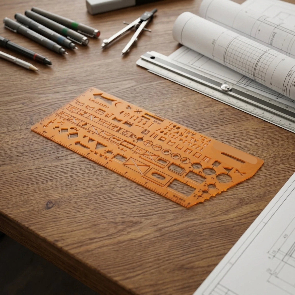 Translucent Template Ruler for Architects and Designers