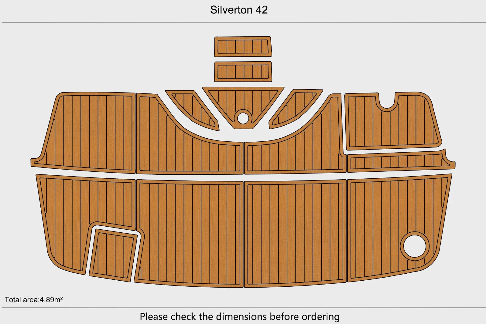 EVA Foam Faux Teak Deck Flooring Pads for Silverton 42