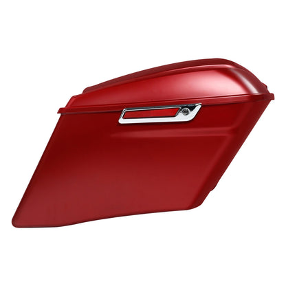 4" Stretched Hard Saddlebags for Harley Touring (2014–2024) Wicked Red Denim