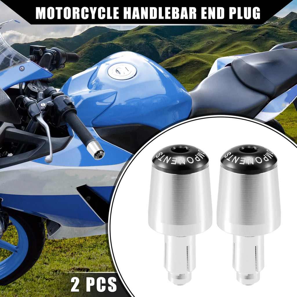 Handlebar End Plugs 2 Pcs 7/8 22mm for Honda Motorcycle Silver Tone (—)