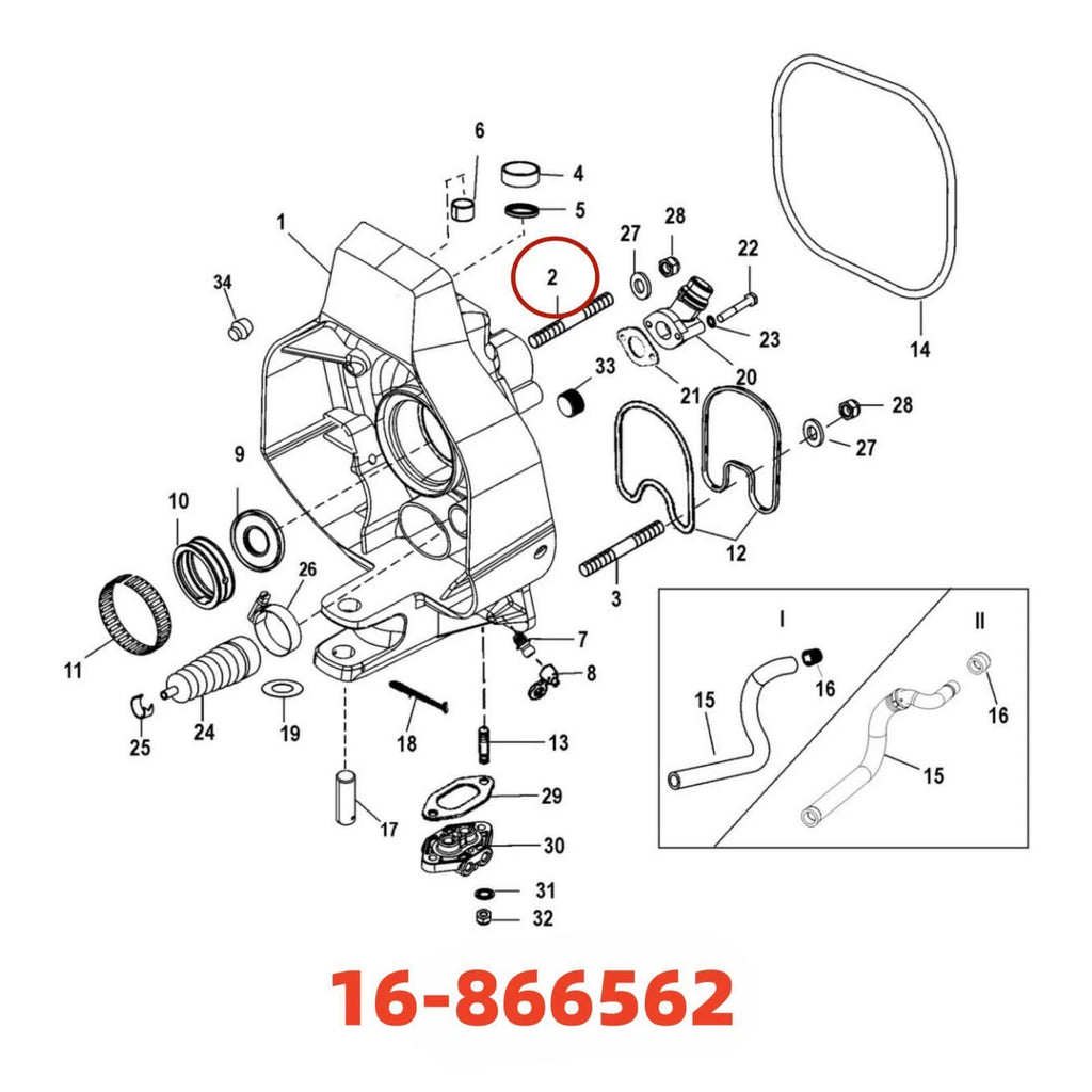 Stud Kit for Mercury-Mercruiser (16-866562, 16-56296)