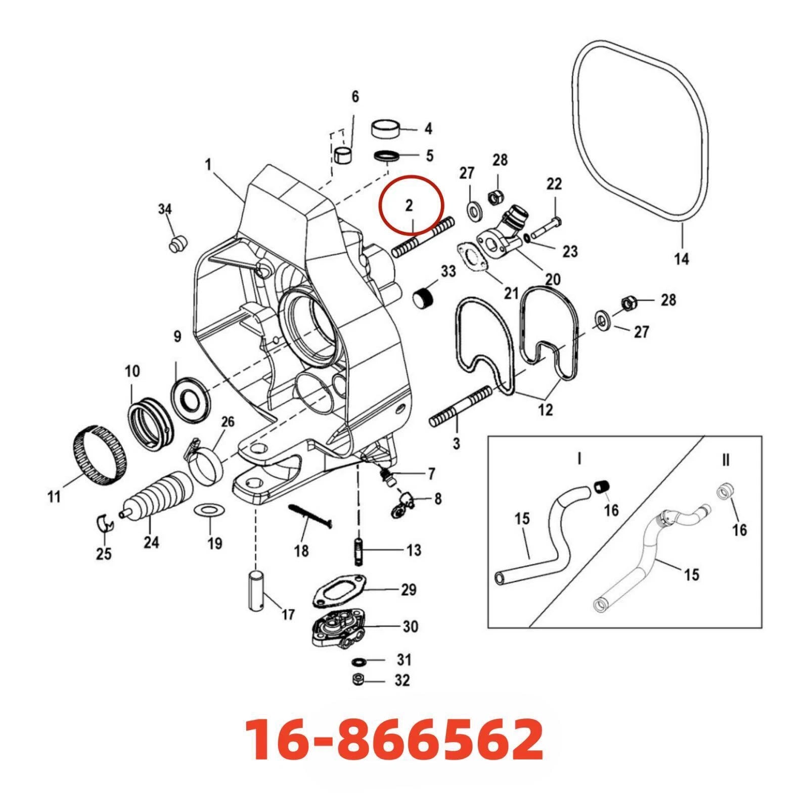 Stud Kit for Mercury-Mercruiser (16-866562, 16-56296)