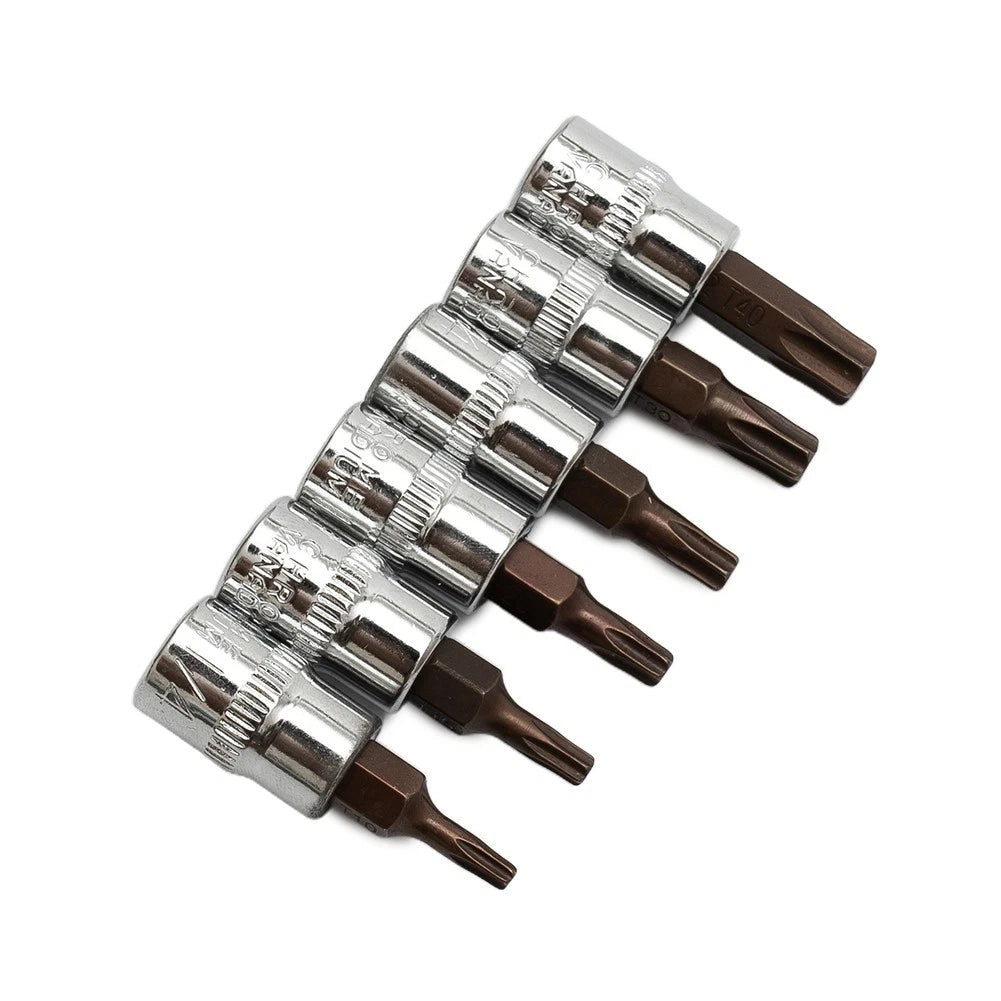 6pcs Bit Socket Screwdriver T40 for Automotive Tools 1/4 Inch Shank