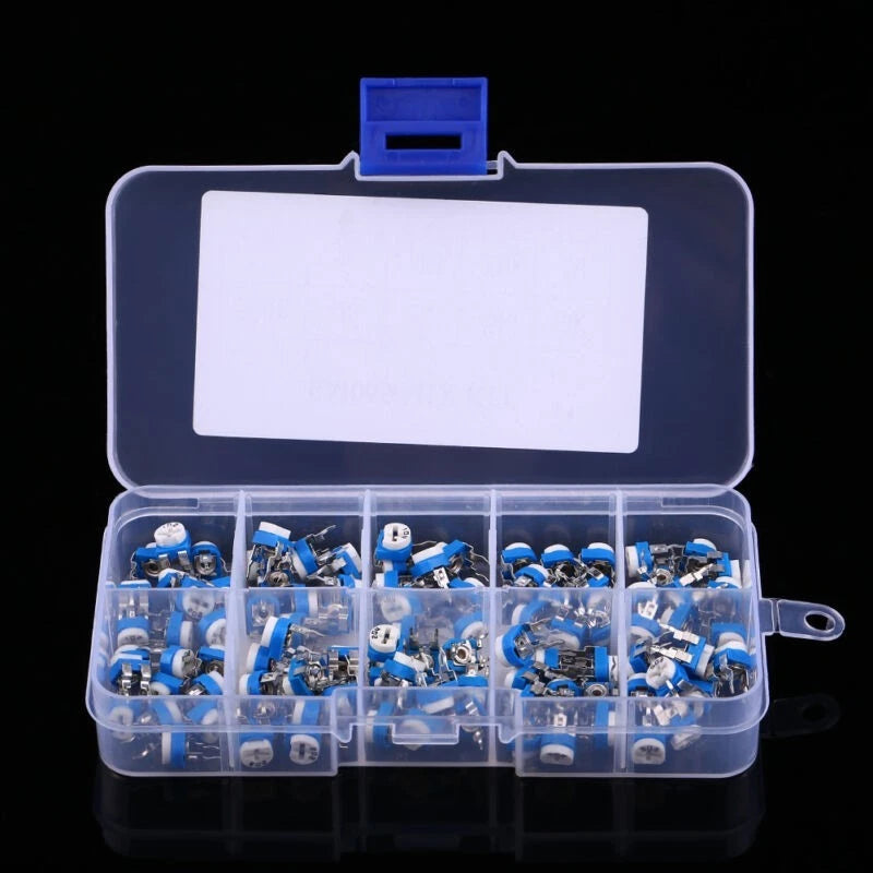 100Pcs Variable Resistor Potentiometer 500 Ohm-1M Ohm Trimpot