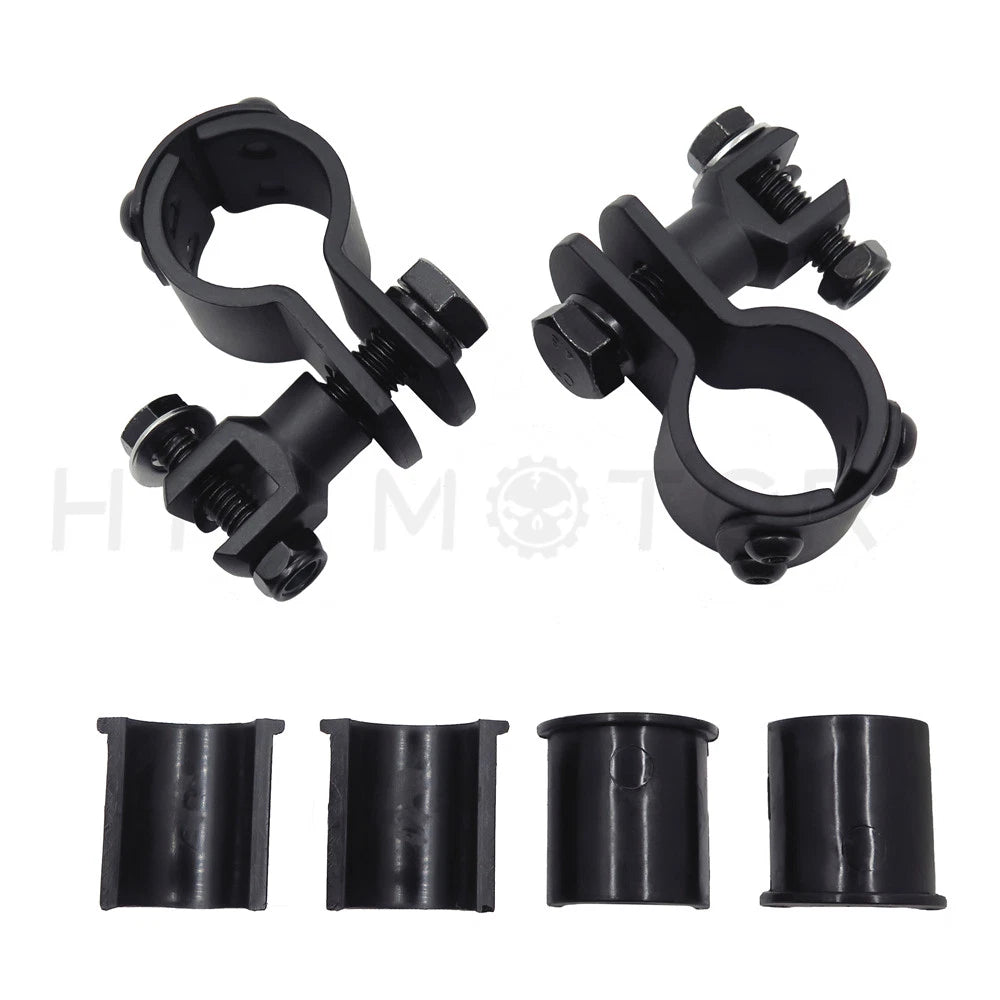 Pair Black Foot Peg Mounts for Harley (1 1/4" Engine Guard)