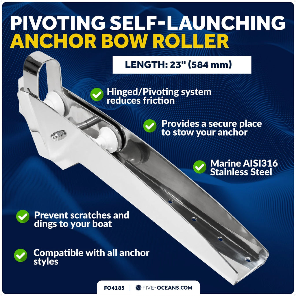 Hinged Double Bow Roller with Delrin Rollers for 23-Inch Boats (FO4185)
