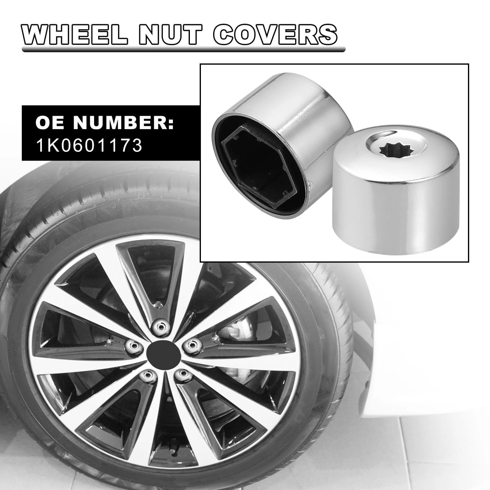 17mm Wheel Lock Lug Nut Caps Tool Set 20pcs for Volkswagen (2011–2018)