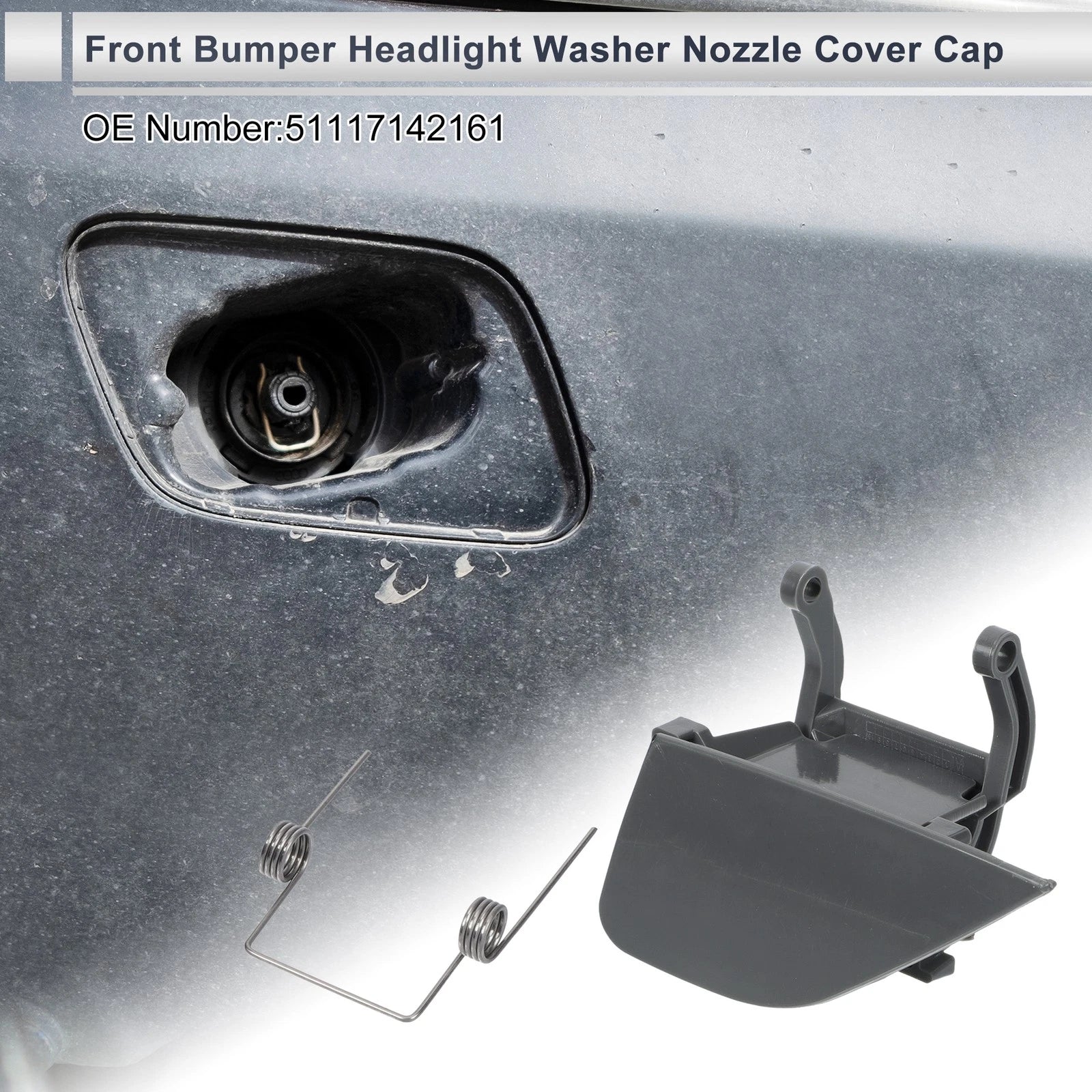 Headlight Washer Nozzle Cover Front Left for BMW 750i Unpainted (2010–2017)