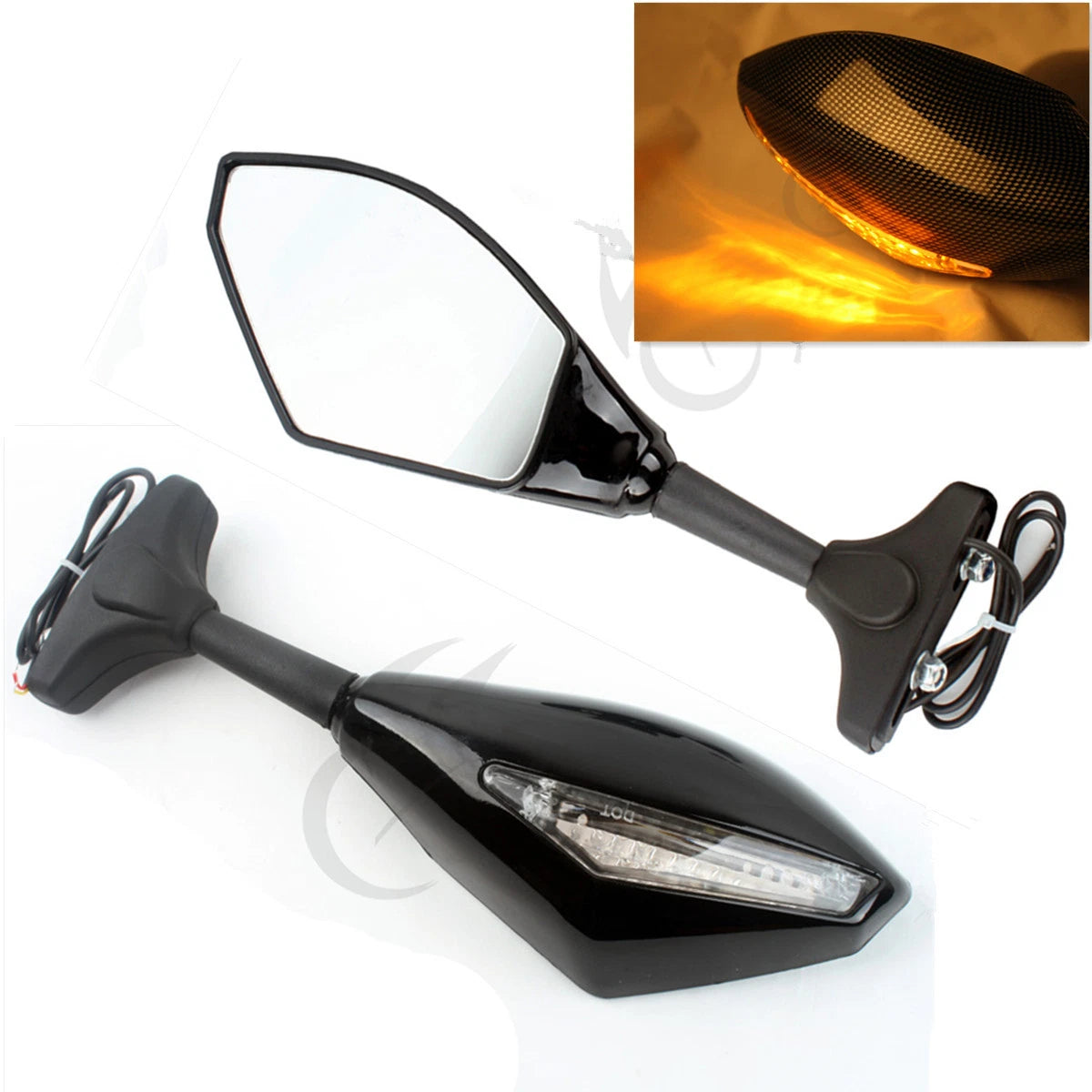 Rearview Mirrors with LED Turn Signals for GSXR600 750 (1992–1997, 2004–2011)
