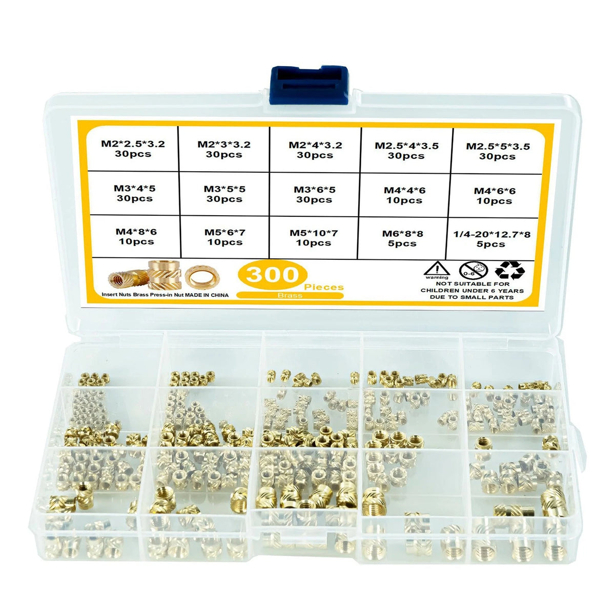 300x M2-M6 Brass Knurled Nut Inserts for 3D Printing