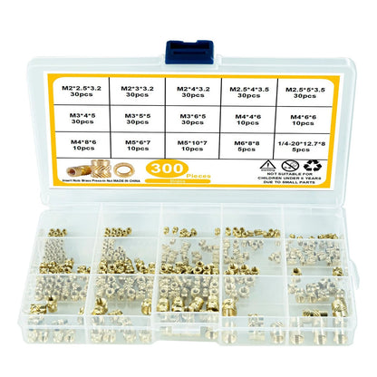 300x M2-M6 Brass Knurled Nut Inserts for 3D Printing