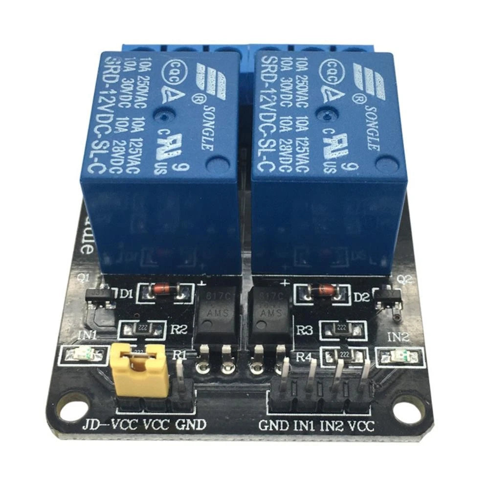 2 Way 2CH Relay Module 5V for MCU Expansion Board (Optocoupler Protection)
