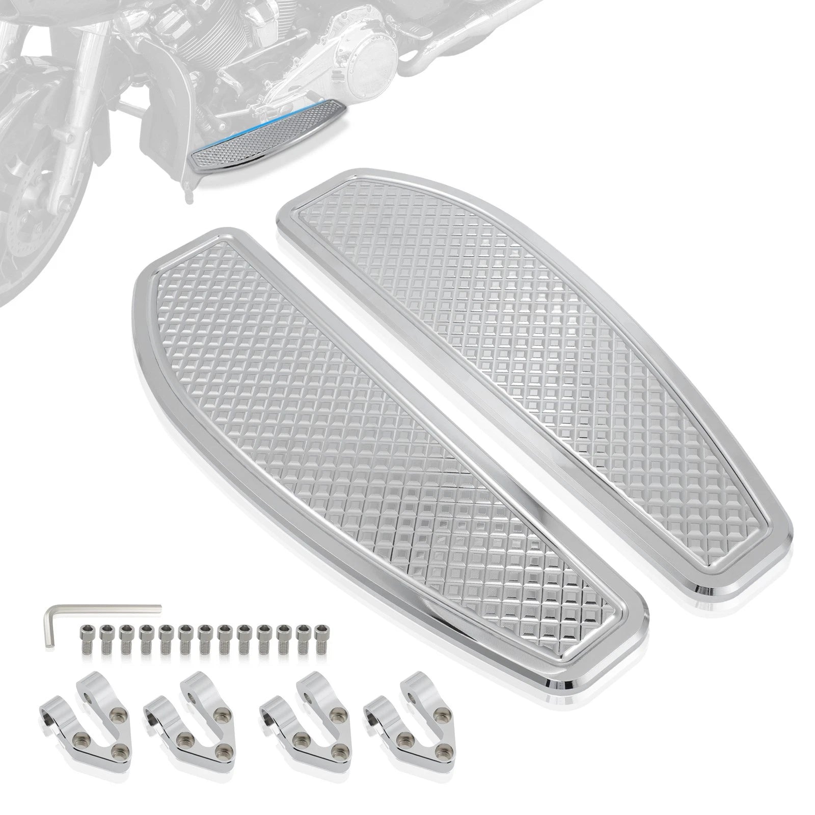 Anti-Slip Stretched Driver Rider Floorboard for Harley Davidson (Chrome)