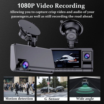 Triple Channel 1080P Dashcam for Car with Reverse Camera (2015–2023)