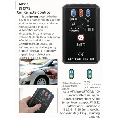 LED Key Frequency Tester EM273 for Weless RF Remote Control (No Years)