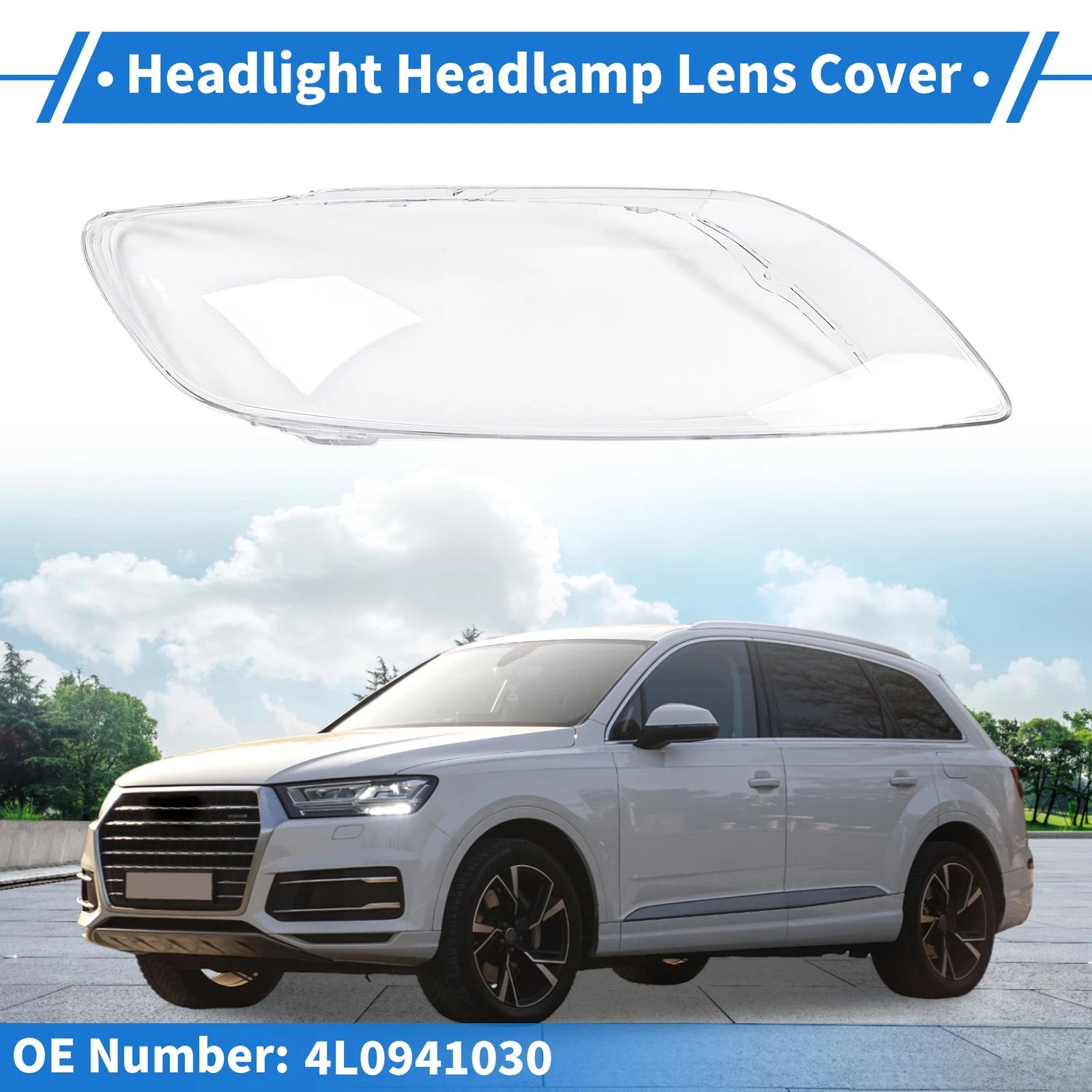 Headlight Lens Cover Front Right Replacement for Audi Q7 (2006–2015)