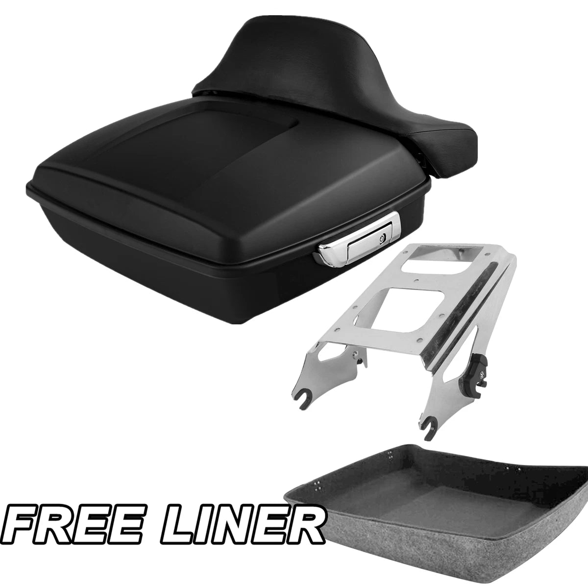 Matte Chopped Trunk Backrest Pad Mount Rack for Harley Electra Glide (2009–2013)