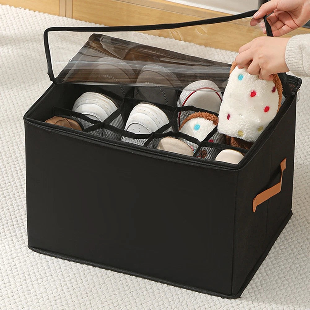 Adjustable Dividers Fabric Shoe Storage Box for