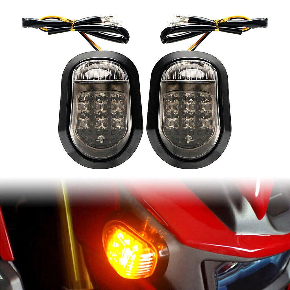 2X Flush Mount Turn Signal Amber 9 LED Indicator Light Universal