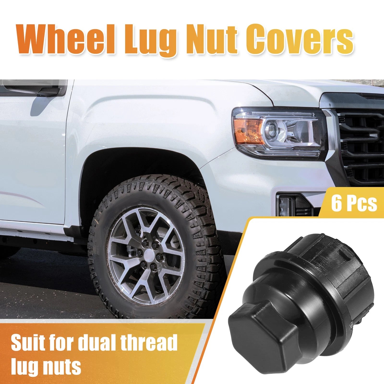 Wheel Lug Nut Covers Replacement Set for Chevrolet C1500 C2500 (Black) (1999–2006)