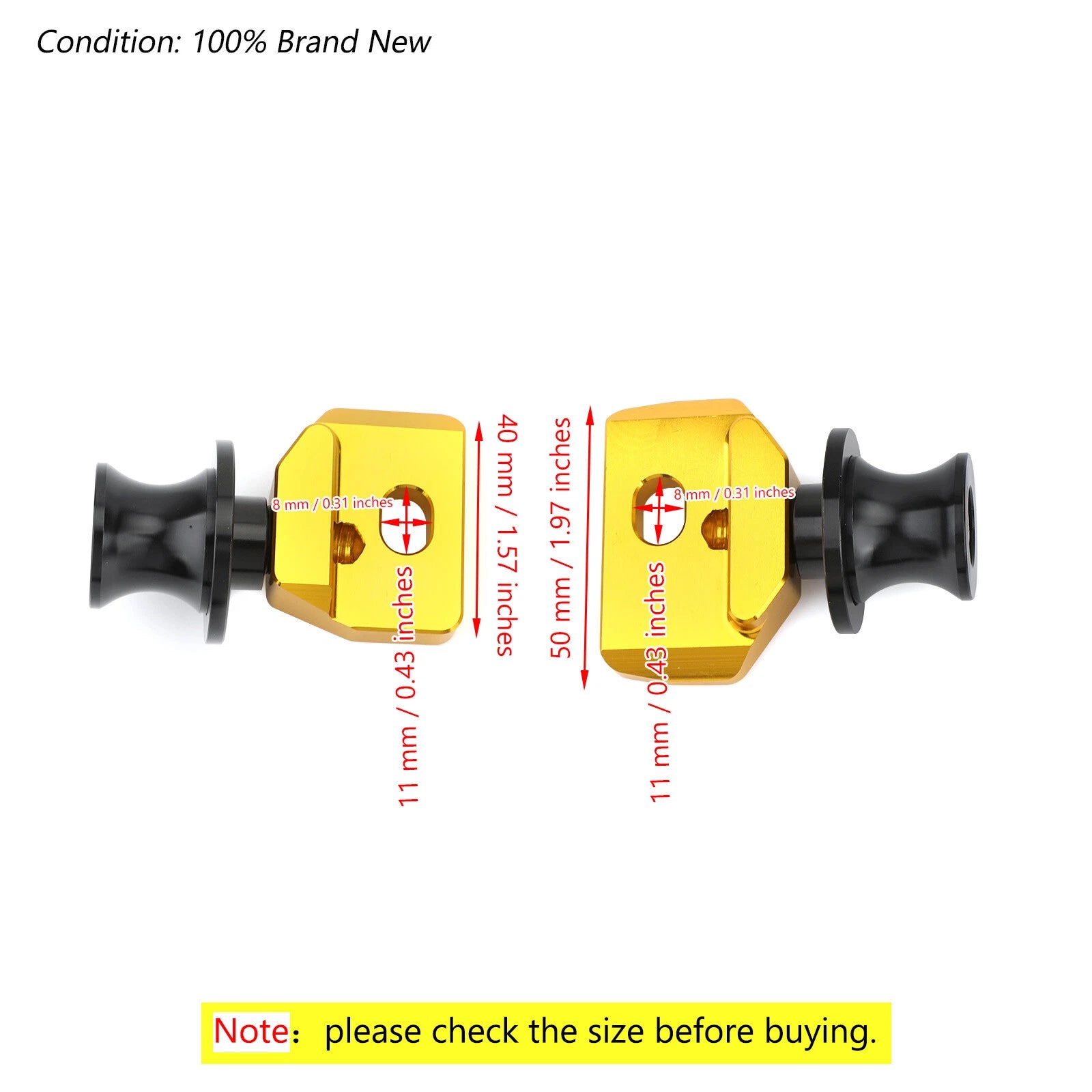 Chain Adjuster Block with Stand Spool for Honda CB650R CBR650R (2019–2020) Gold
