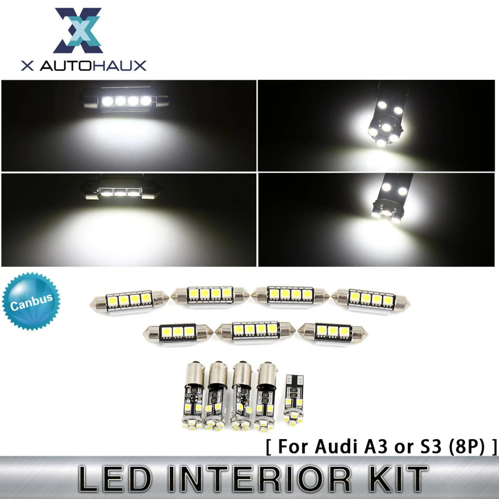 Canbus White LED Interior Light Kit 12pcs for Audi A3 S3 (2006–2011)