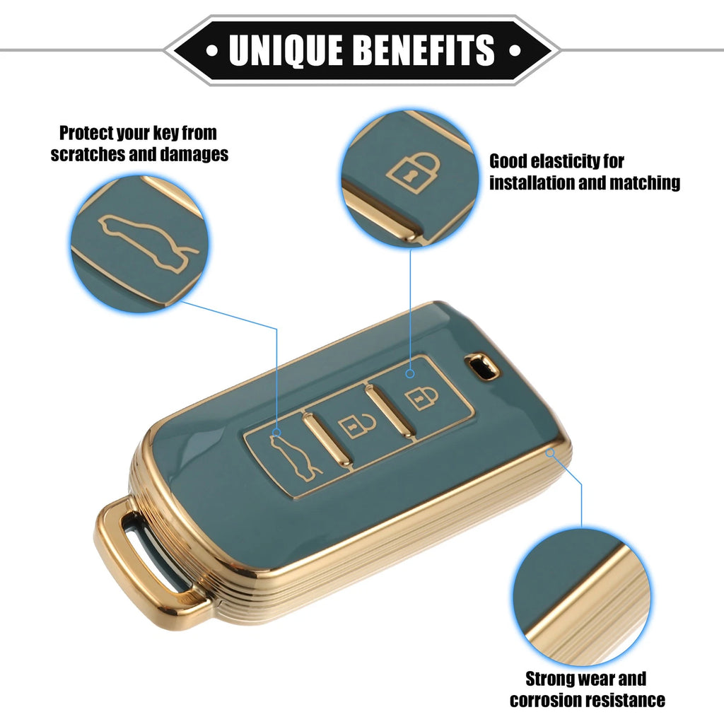 Remote Key Fob Cover Kit for Mitsubishi Outlander TPU Blue (3 Button)