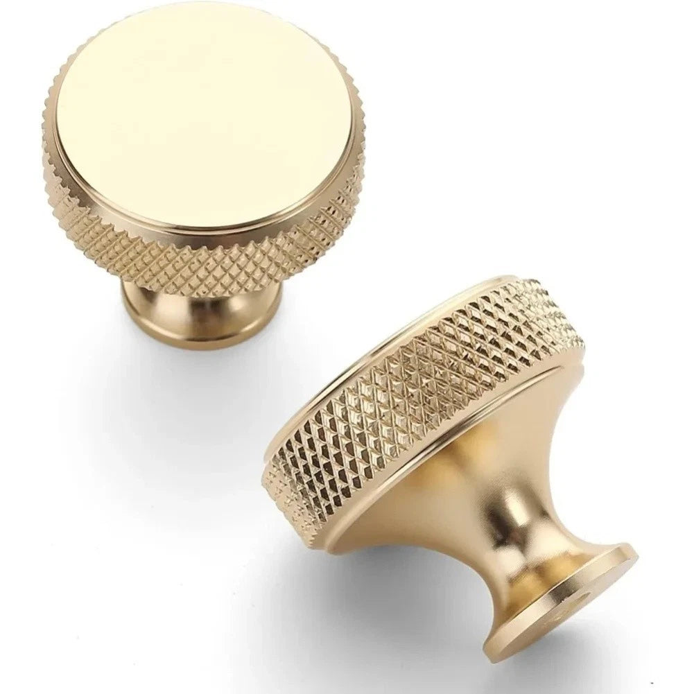 Knurled Drawer Pull Cabinet Knobs Set of 4 - Aluminum Alloy, Fingerprint Resistant