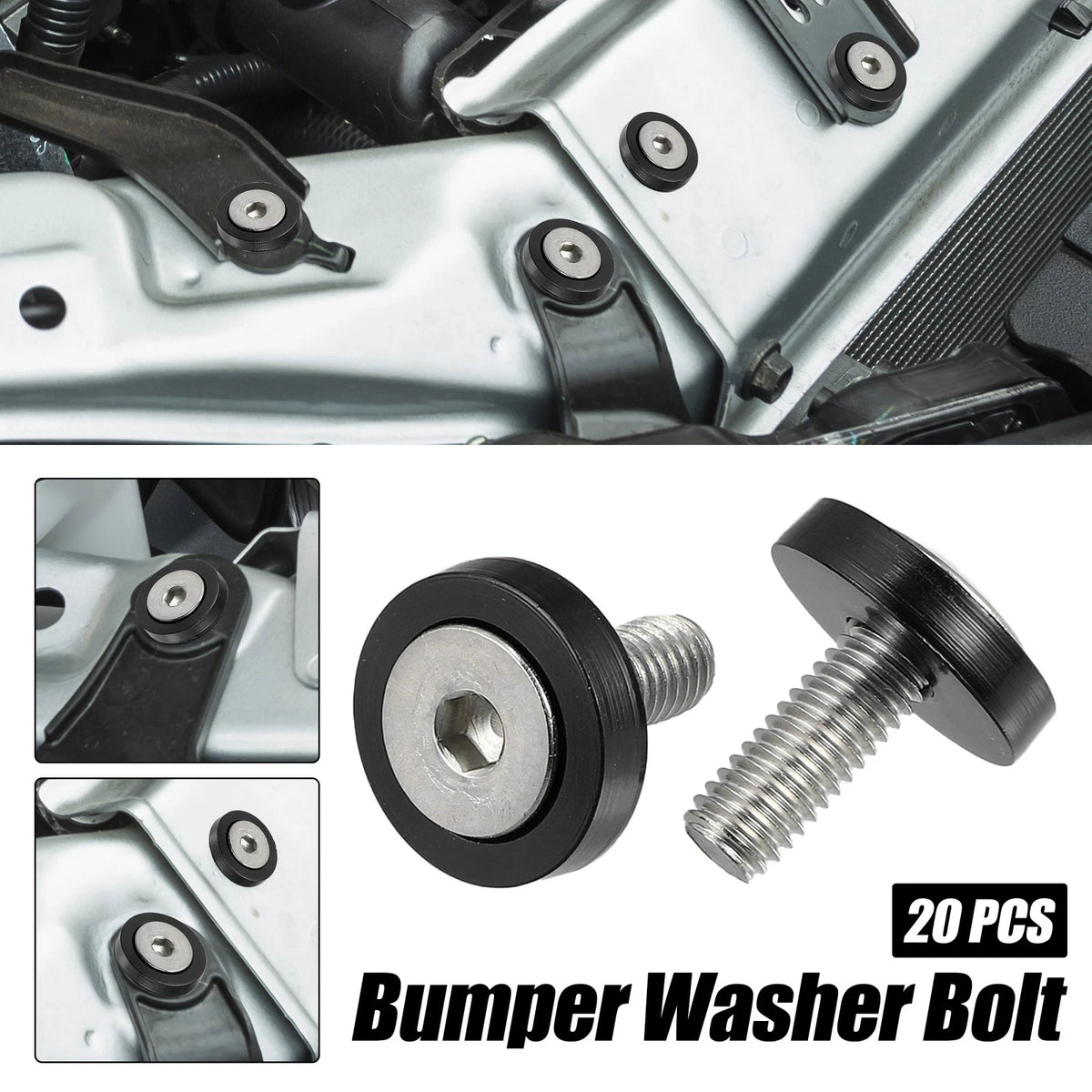 20pcs M6x20mm Fender Bumper Washer Bolt Set for Universal Vehicles