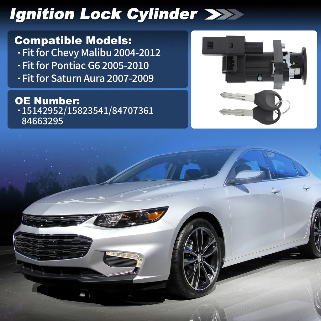 Ignition Lock Cylinder Switch w/ Key for Chevy Malibu (2004–2012) 15142952