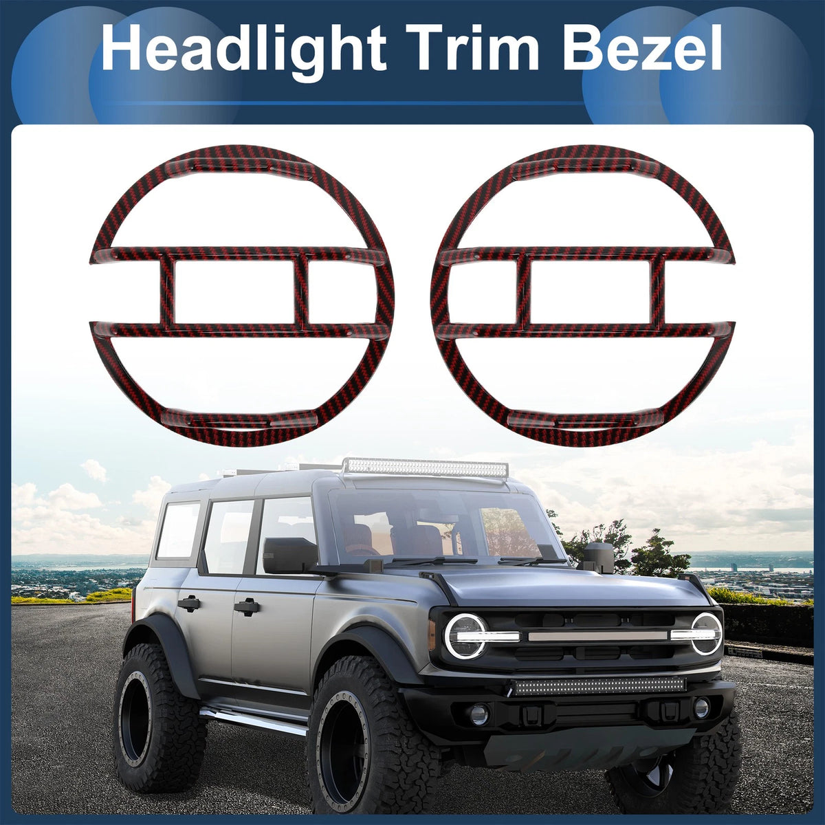 Set of 2 Headlight Trim Bezels for Ford Bronco (2021–2024)