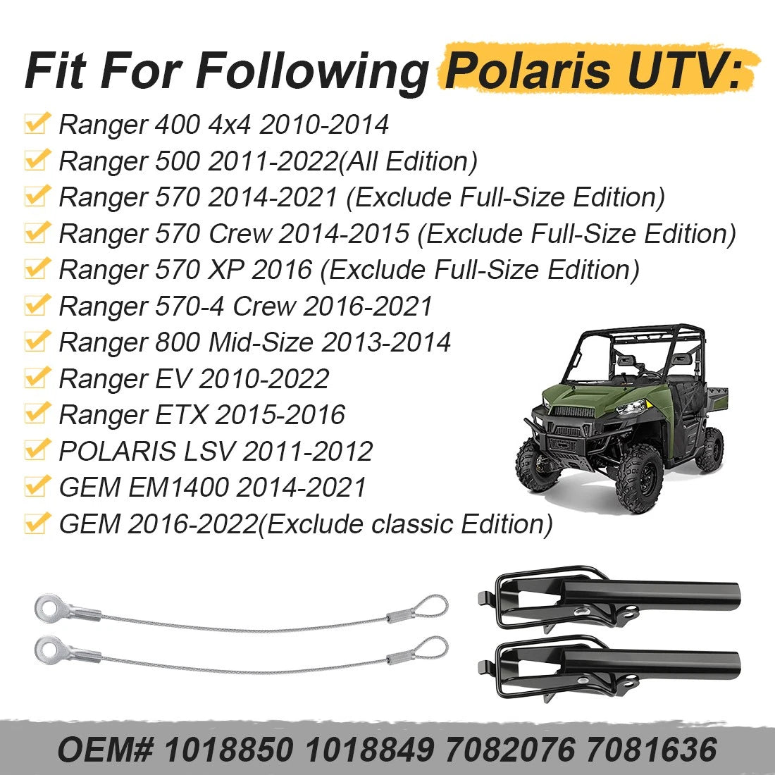 Tailgate Latch & Cable Set for Polaris Ranger 400 500 570 (2009–2021)