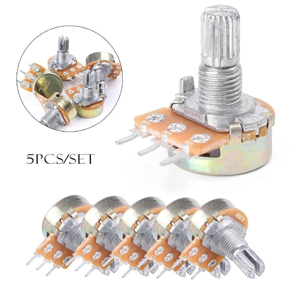 5X 100K Ohm Linear Taper Rotary Potentiometer Panel Pot B100K Top Adjustment