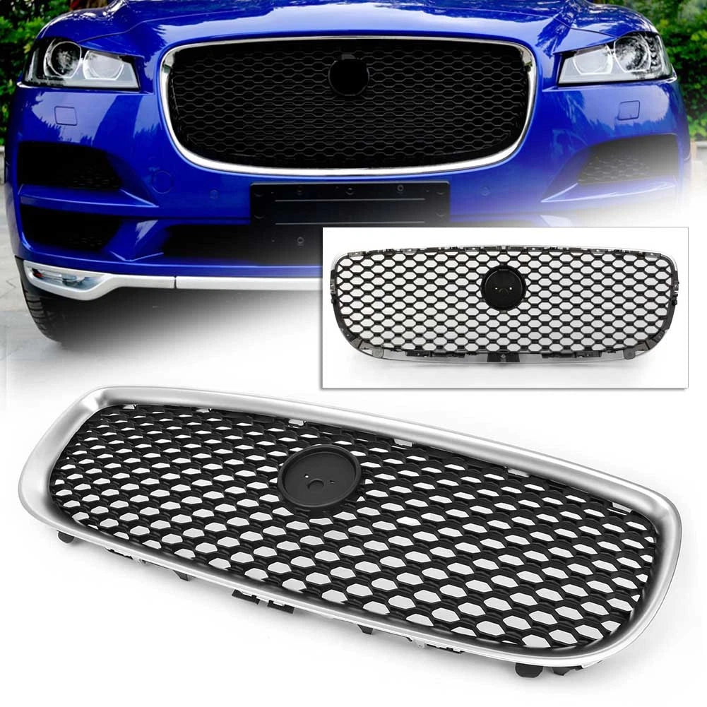 1 Piece Front Bumper Grille for Jaguar XE (2015–2018) Black Chrome