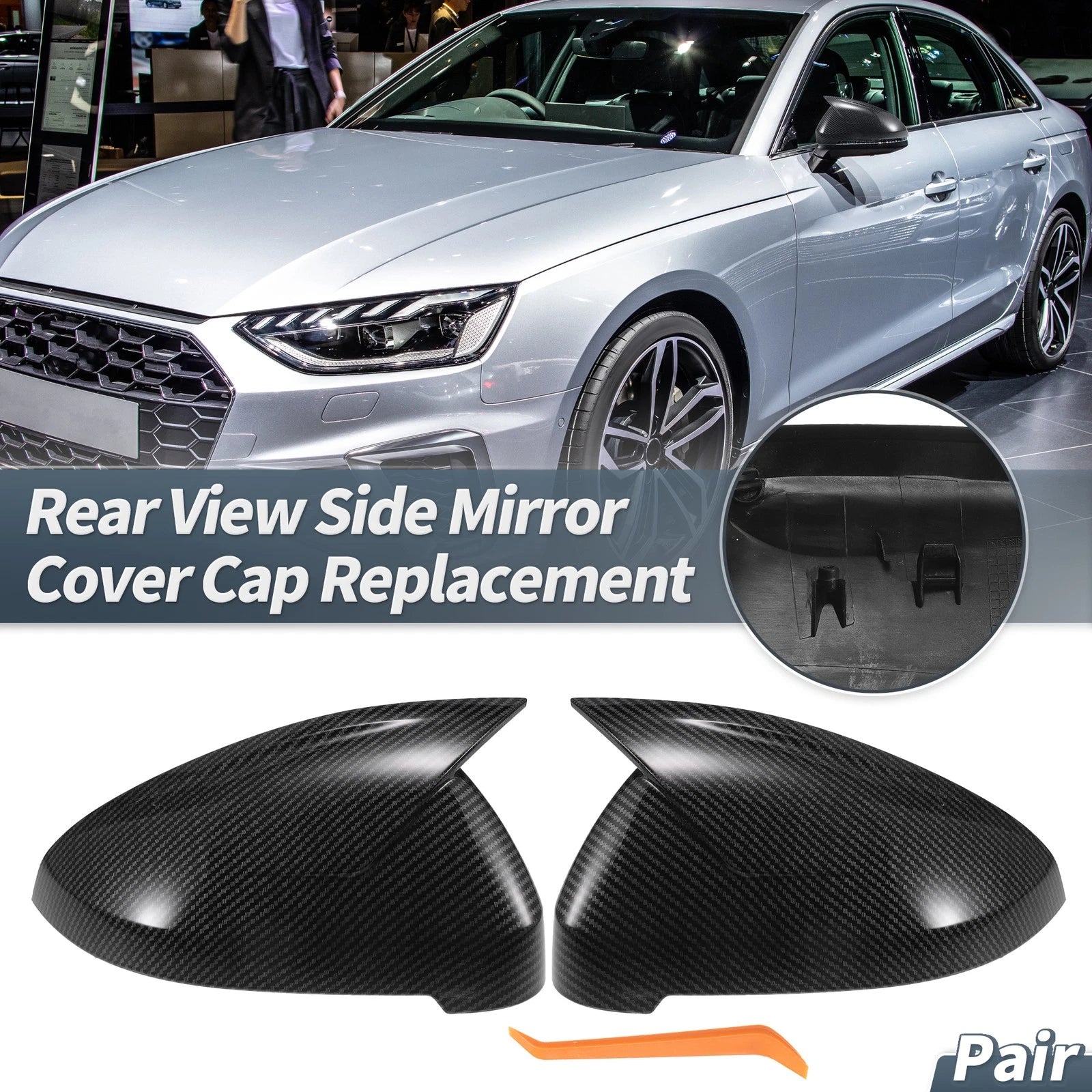 Rearview Mirror Cover Cap Pair Replacement for Audi A4 A5 S4 S5 RS5 (2017–2025)